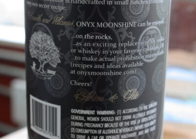 ONYX Moonshine Liquor Label – Back Detail