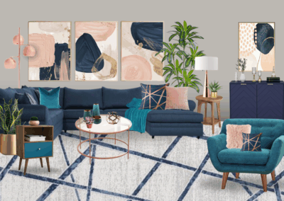 Mid-Century Modern: Opt 2 – Navy, Teal & Rose Gold Concept Mock-up