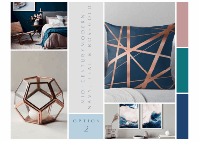 Mid-Century Modern: Opt 2 – Navy, Teal & Rose Gold Moodboard Cover