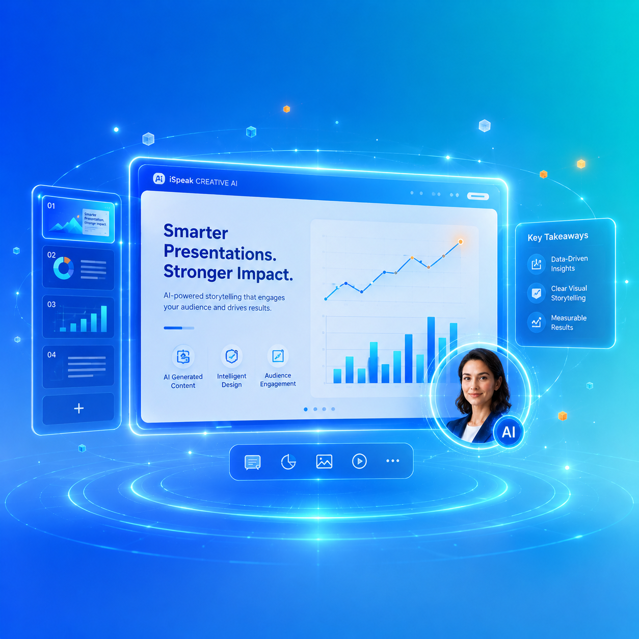 Futuristic AI-powered presentation dashboard