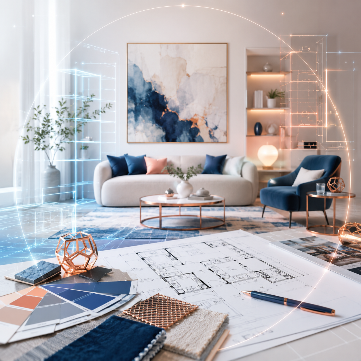 Futuristic living room design showcase