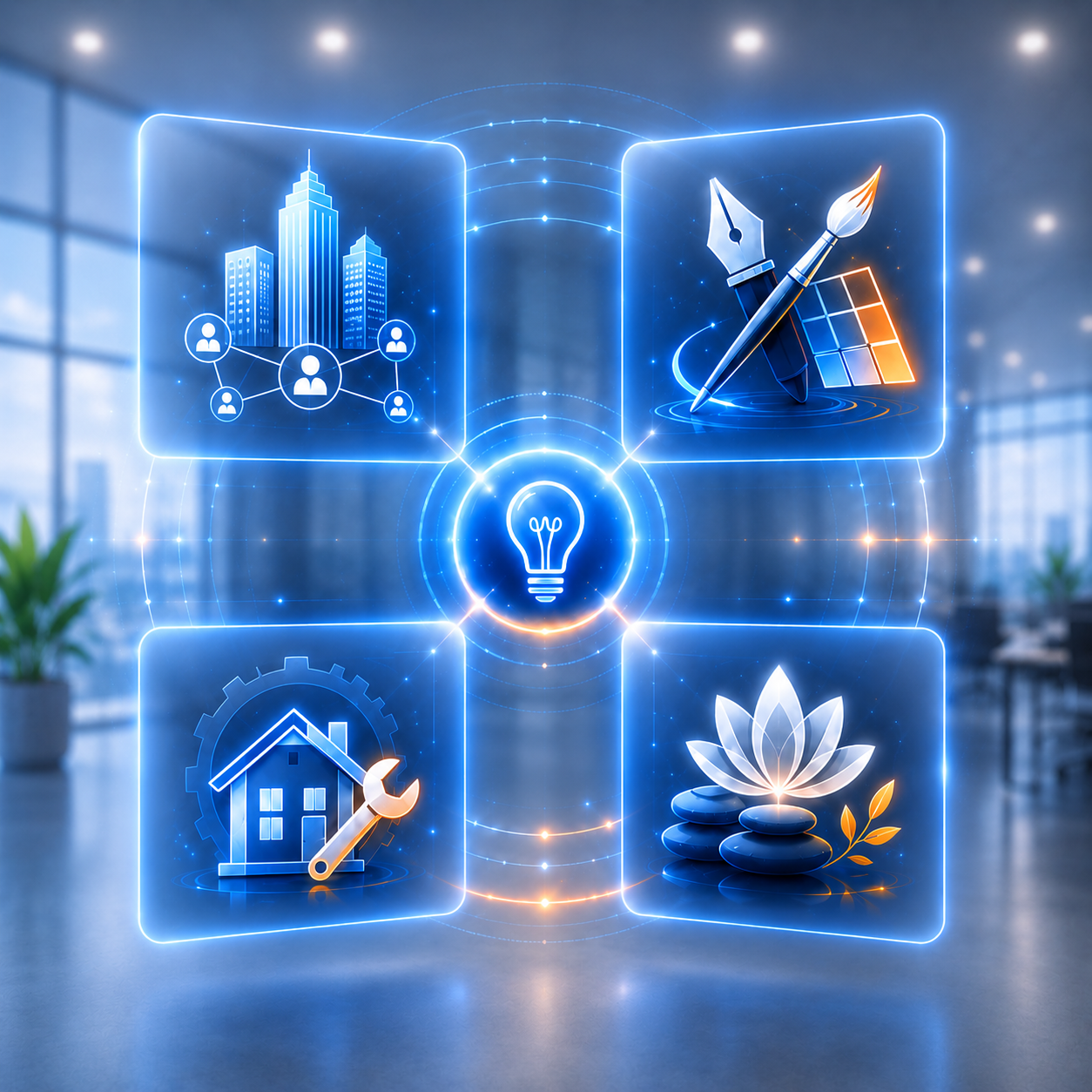 Futuristic office with holographic interface_2