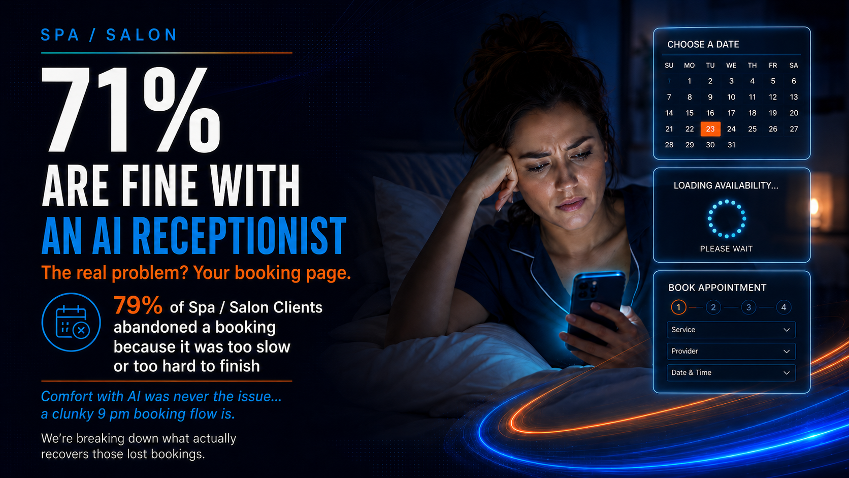 ChatGPT Image Jul 16, 2026, 04_21_44 PM (2) iSpeak CREATIVE – Image of Woman in bed having techie struggles to book a salon appointment