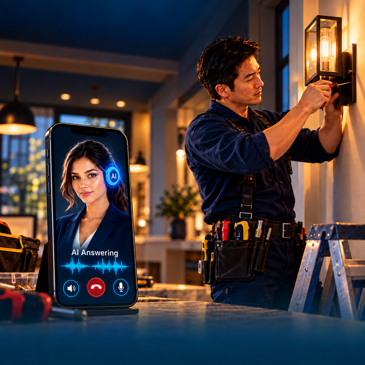 AI Answering Call with Electrician